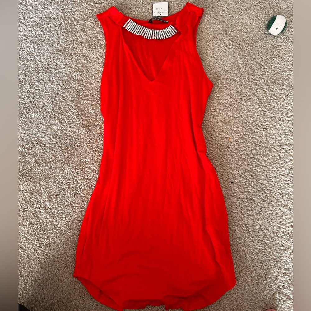 Chic Scarlet Mini Dress in small with sparkle top